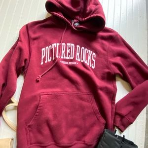 storm fleece pullover burgundy hooded women size S fleece line